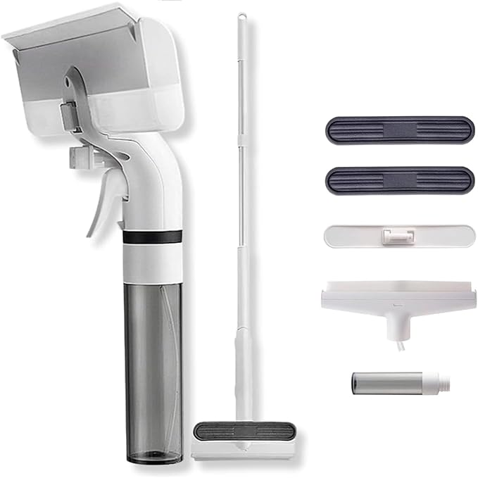 Professional Window Cleaner - Glass and Glass Surface Cleaner - Window Cleaning Squeegee Kit - Window Vacuum Cleaner Squeegee Includes Microfiber Cleaning Cloth, Blade and Sponge Head