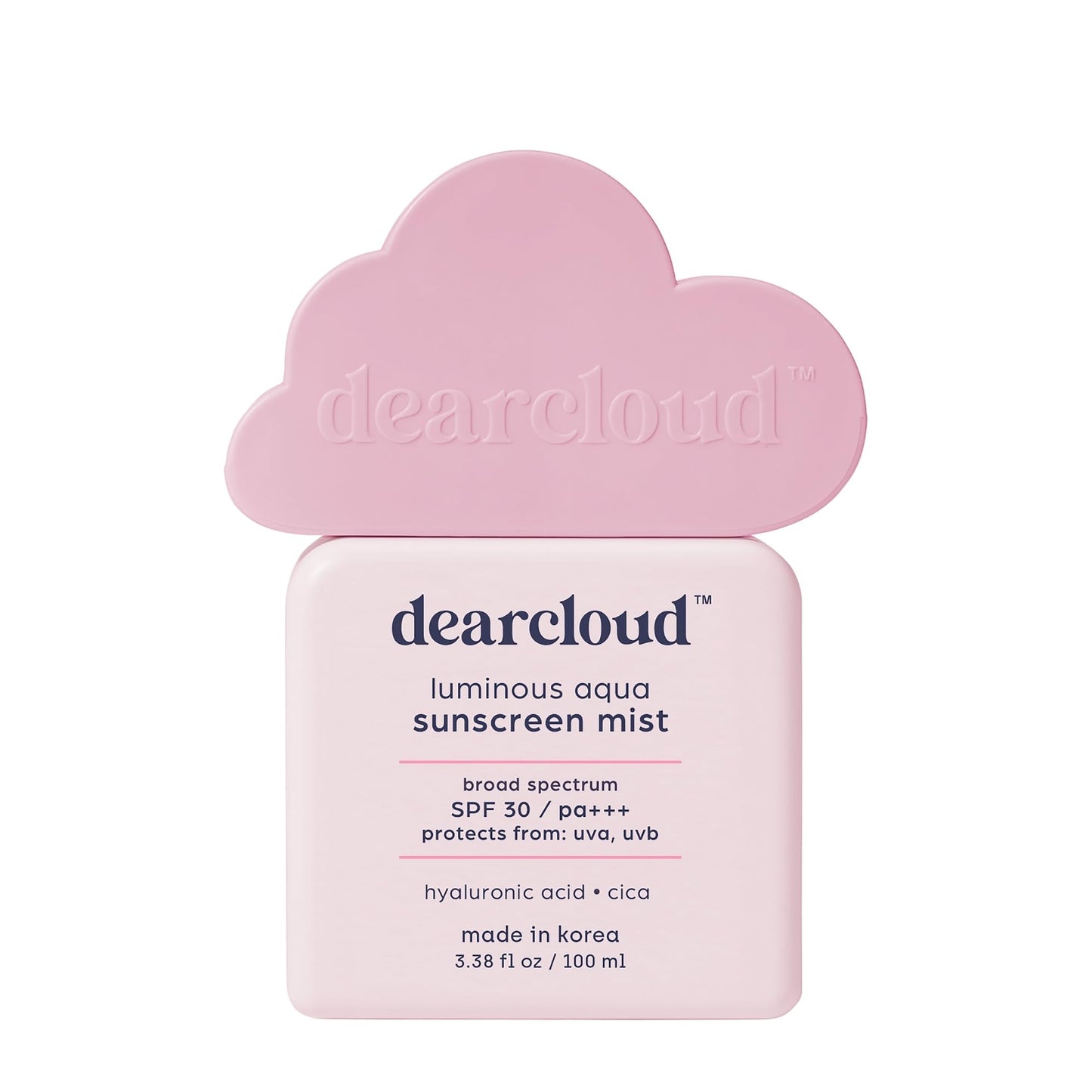 dearcloud Luminous Aqua Sun Mist SPF 30 - Cica & Hyaluronic Acid - Korean Sunscreen - Spray Sunscreen for Face & Body (3.38 Fl o