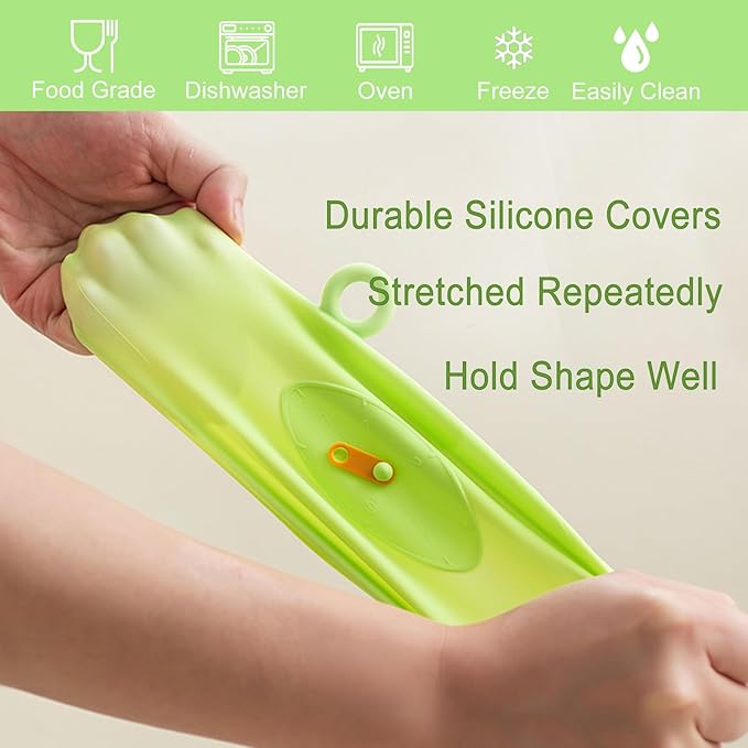 Silicone Stretch Lids for Food Storage, Reusable Stretch and Seal Lids with Easy-open Pull Tab and Day Indicator, 6 Pcs Silicone Dustproof and Fresh-keeping Covers Set for Cups/Cans/Jars/Bowls