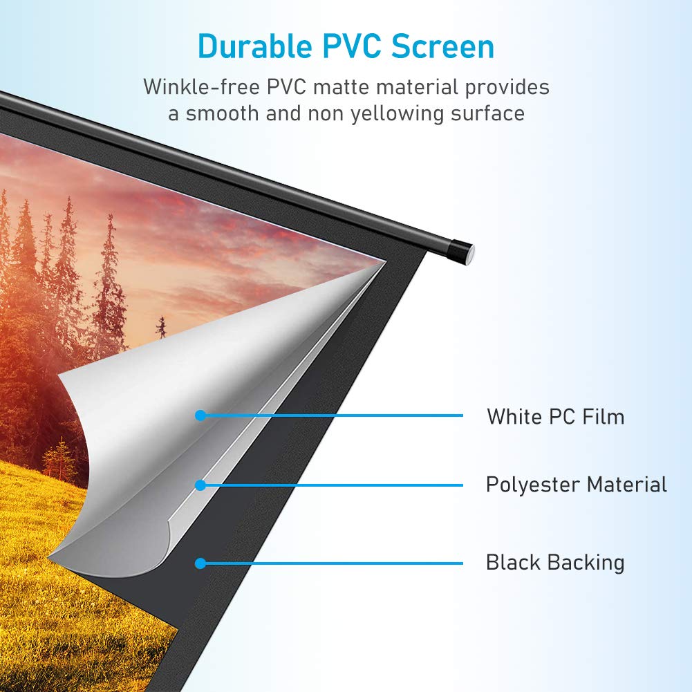 ZUEDA100 Inch Motorized Projector Screen with Remote, 16:9 HD Electric Movie Screen, Wrinkle-Free Matte White Wall/Ceiling Mounted Projection Screen for 4K Home Theater, Office & School (White)