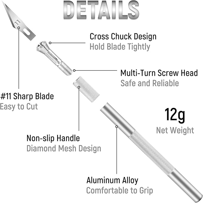 10 Pack Exacto Knife Set, Hobby Knife, SK-5 High Carbon Steel Craft Knife for Pumpkin Carving, DIY, Art, Cutting, Stencil