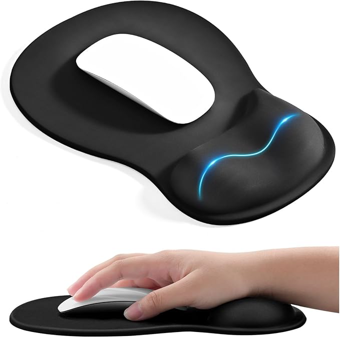EooCoo Ergonomic Mouse Pad with Gel Wrist Rest Support Middle Concave Design, Relieve Wrist Pain Mousepad, Non-Slip Base f...