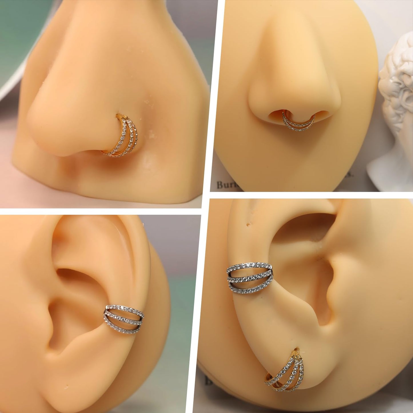 FUNLMO 16G Nose Septum Rings Nose Jewelry 10mm Cartilage Earring Hoop Conch Daith Rook Helix Septum Piercing Jewelry Daith Lobe