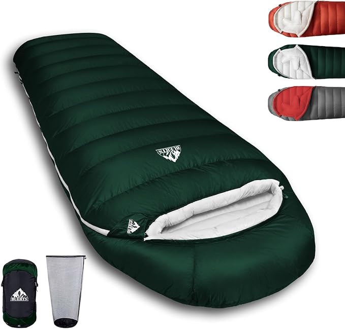 BUERTS Down Sleeping Bags for Adults, Premium 680FP Down Fill Backpacking Sleeping Bag for Cold Weather for Camping, Hikin...