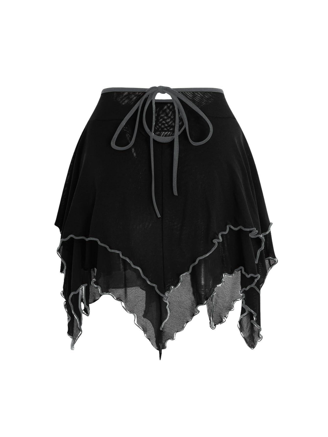 Verdusa Women's Renaissance Skirt High Waist Asymmetrical Hem Flowy Tierd Layer Fairy Gothic Skirts Black Small