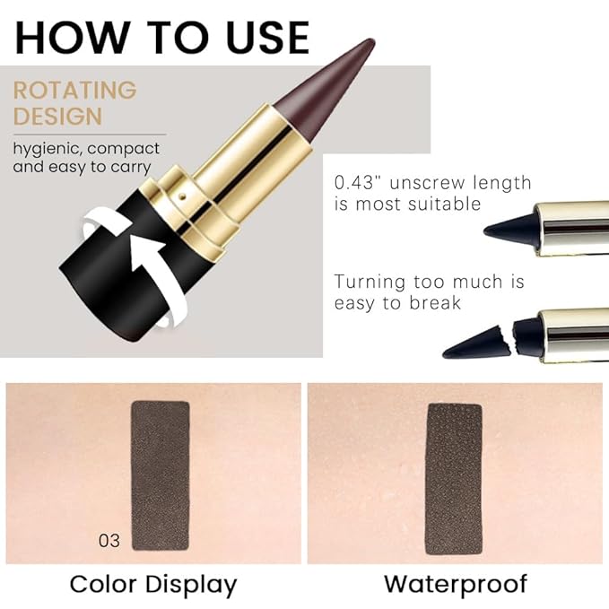 evpct 1Pcs Brown Gel Eyeliner Pencil Eye Black Face Paint Stick Makeup Set Waterproof Matte Cream Crayon Eyeliner Pencil Set Cat Eye Liners Eyeshadow Guide delineador de ojos contra el agua