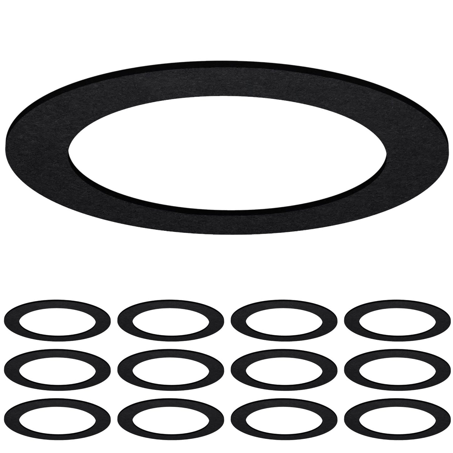 Sunco 12 Pack Goof Rings for 6 Inch Recessed Lights, Flush Mount Black Can Light Trim Ring Cover, Outer Diameter 8.6 Inch, Inner Diameter 6.2 Inch, Paintable Surface, Matte Finish