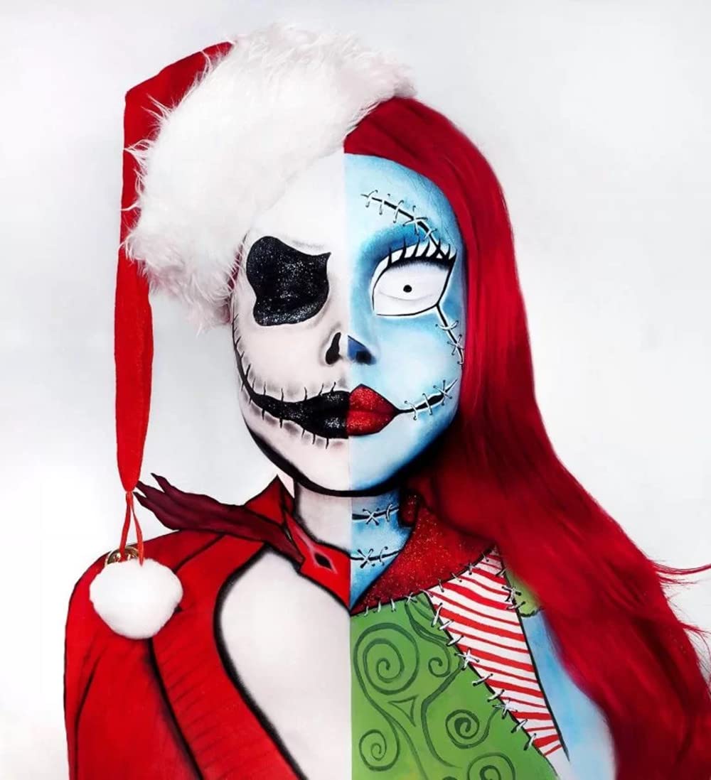 Mysense Light Blue Face Body Paint Makeup,Water Activated Painting for Adults Children Sally Corpse Bride Cosplay SFX Costume Fe
