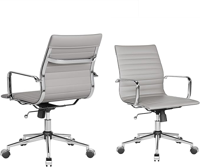 LUXMOD Office Chair Ergonomic Swivel Desk Chair with Wheels Adjustable Heavy-Computer Chair for Home and Conference Room Wide 22.83in Seat for Women and Men ，Grey