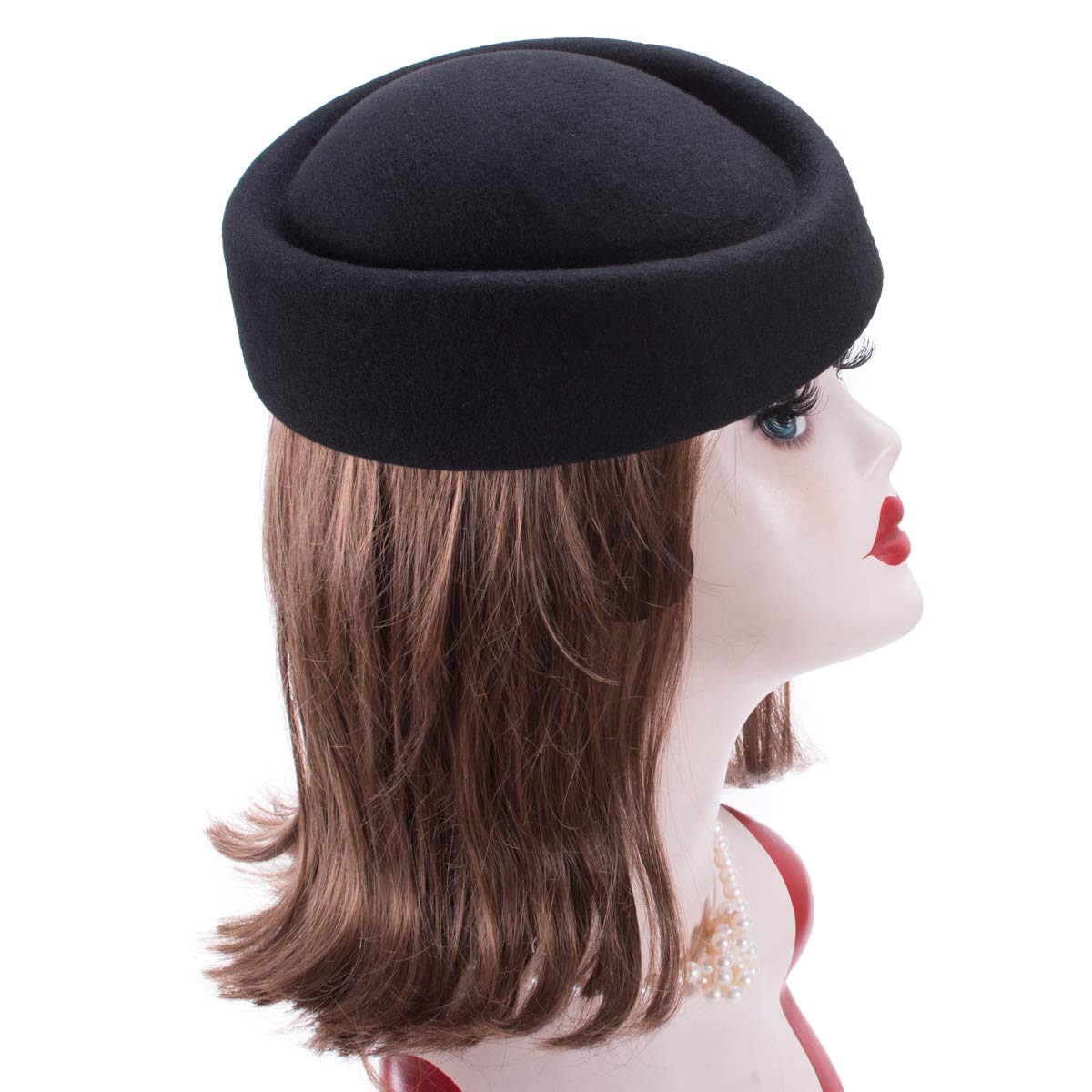 Lawliet Cocktail Fascinator Base Wool Air Hostesses Pillbox Hat Millinery Making A139 (Black)