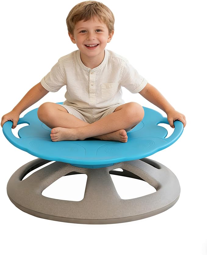 FERUERW Spinning Chair for Autistic Kids with Handle, Sensory Swivel Chair, 220LBS Weight Capacity, Sensory Toy for Children with ADHD/Autism, Training Body Coordination, 3+ Years (Blue)
