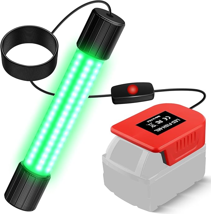 YNDZ Underwater Fishing Light Compatible with Milwaukee M18 Battery,1300 Lumens, LED Green Light for IP68 Waterproof Subme...