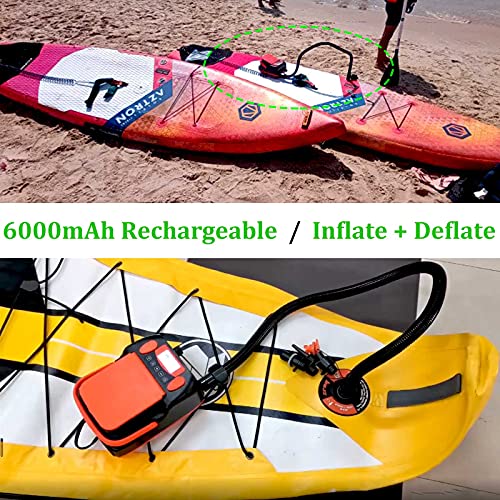 6000mAh Rechargeable SUP Air Pump Electric Compressor Max 16PSI Air Inflator + Deflator for Stand Up Paddle Board,Inflatab...