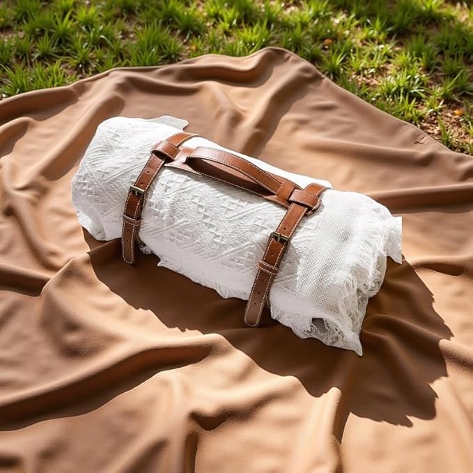 DLCOFOUND 2-in-1 White Picnic Blanket, Extra-Large Waterproof Picnic Mat,Outdoor Blanket for Camping, Beach, Park,Portable...