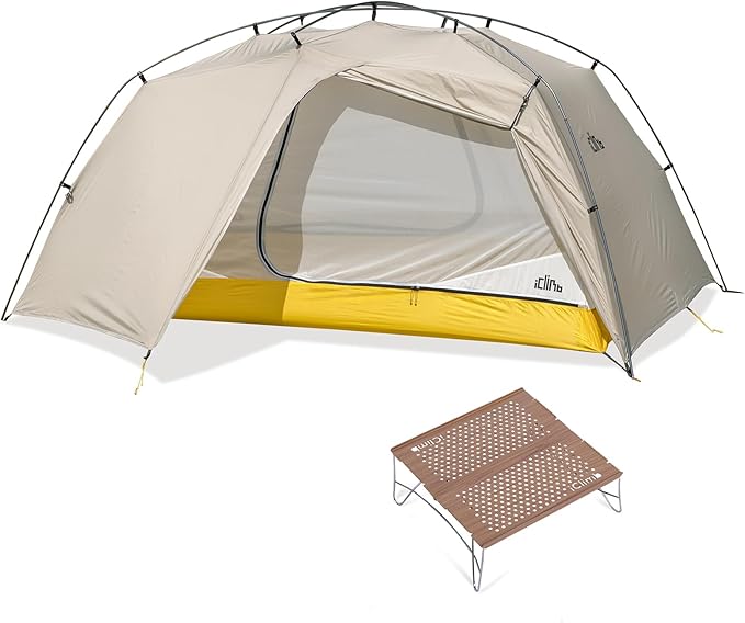 iClimb 1 Solo Mini Folding Table and 1 Ultralight 3 Season Tent, Ultralight Compact for Adults Outdoor Camping Backpacking...