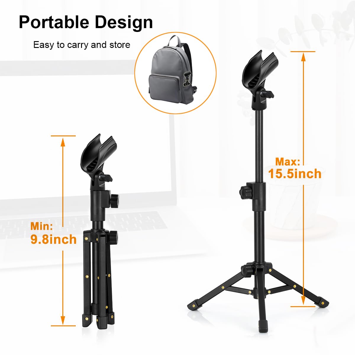 Jctriway Tabletop Mic Stand, Adjustable Desktop Microphone Stand With Mic Clip And 5/8 Male To 3/8 Female Screw For Most Microph