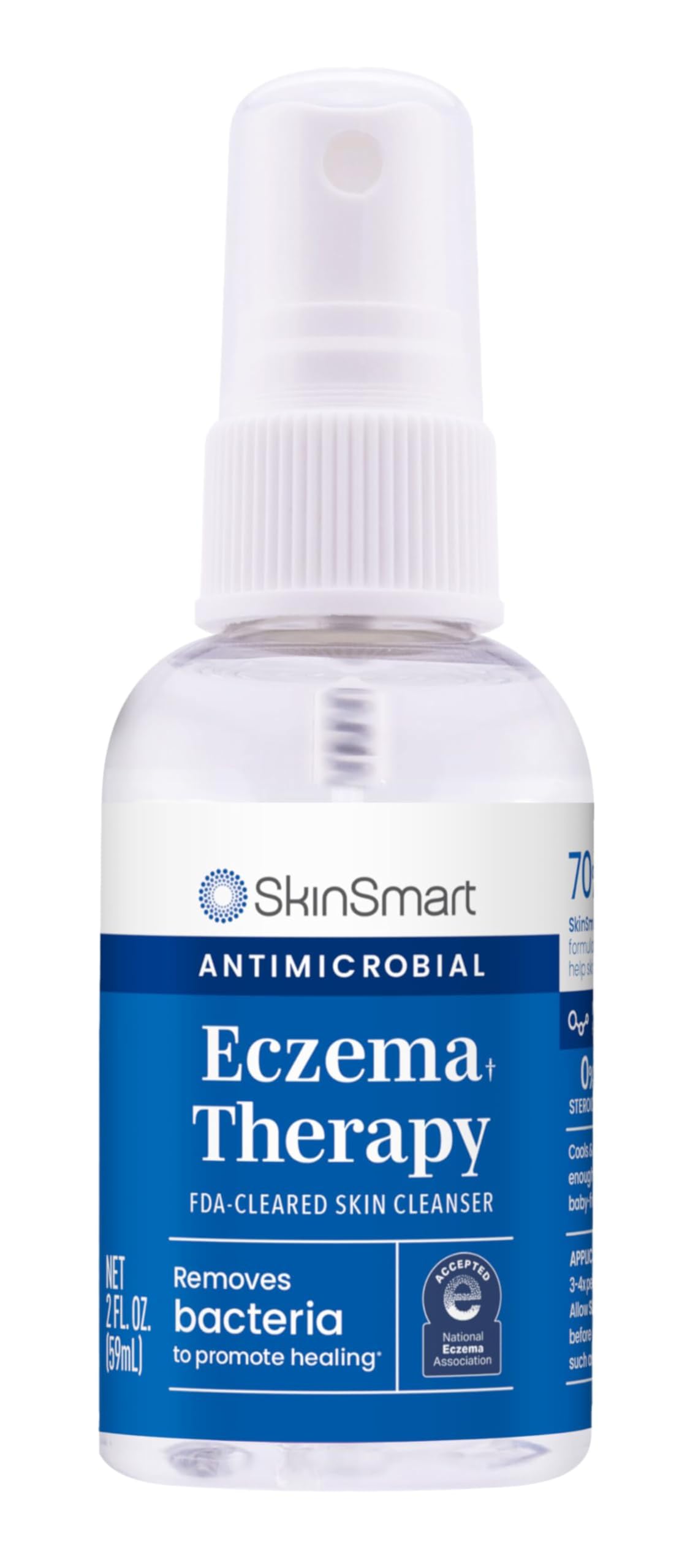 SkinSmart Antimicrobial Eczema Therapy with Hypochlorous Acid, Safely Removes Bacteria so Skin Can Heal, for Adults, Kids and Seniors, Travel Size 2 Ounce Clear Spray (Pack of 3)