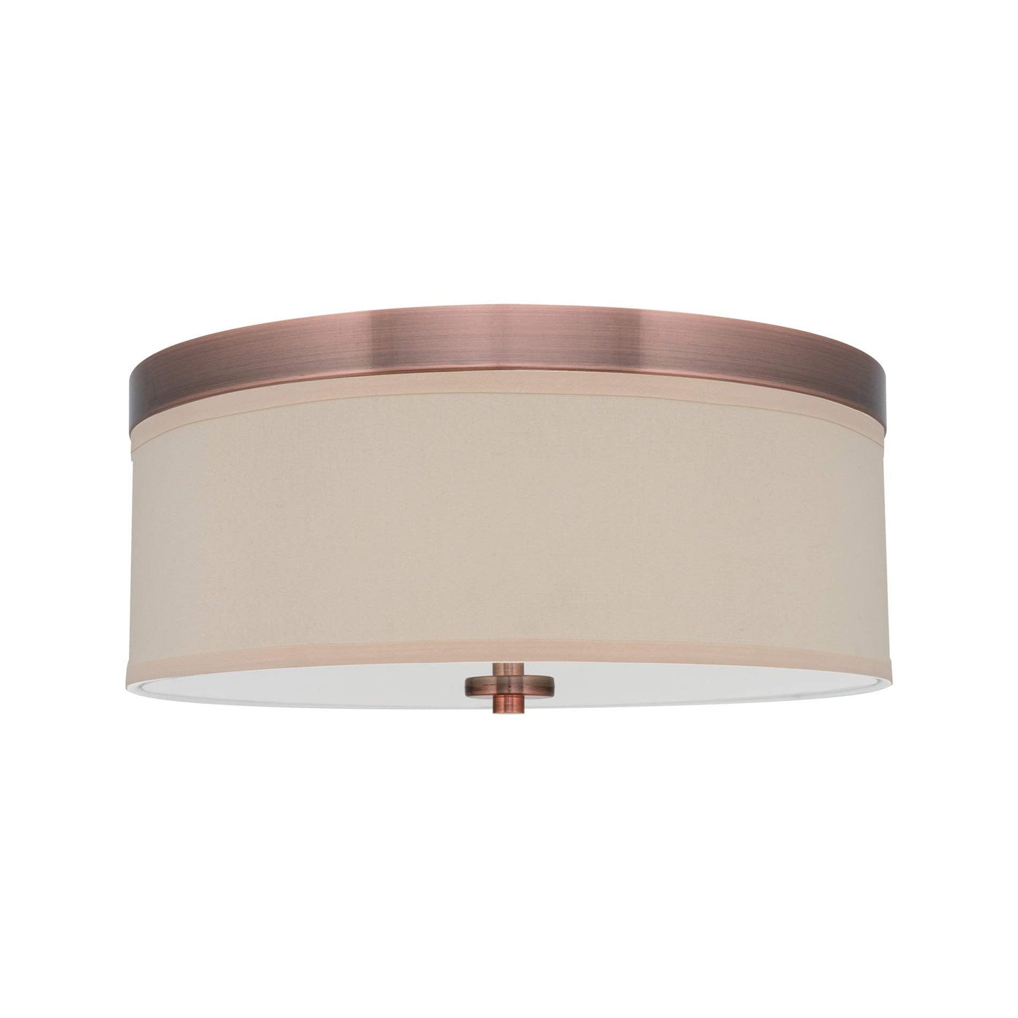 Kira Home Walker 15" Mid-Century Modern 3-Light Flush Mount Ceiling Light, Cream Fabric Shade + Round Glass Diffuser, Copper Bronze Finish