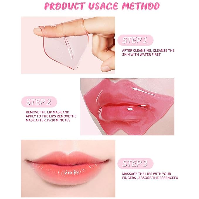 Lip Mask, 30PCS Collagen Care Gel Pads for Moisturizing,Reducing Chapped,Smoothing,Fine Lines,Remove Dead Skin Moisture Essence Make Your Dry Lips Attractive Sexy Cherry