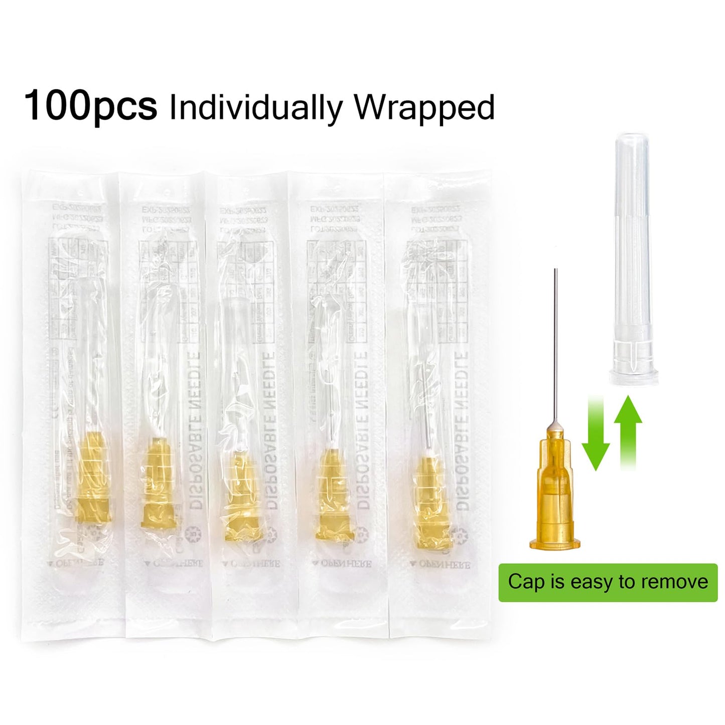 100Pack 25Ga 1 inch Needles(25mm) Luer Lock Lab Dispensing Accessories for Measuring,Refilling Inks