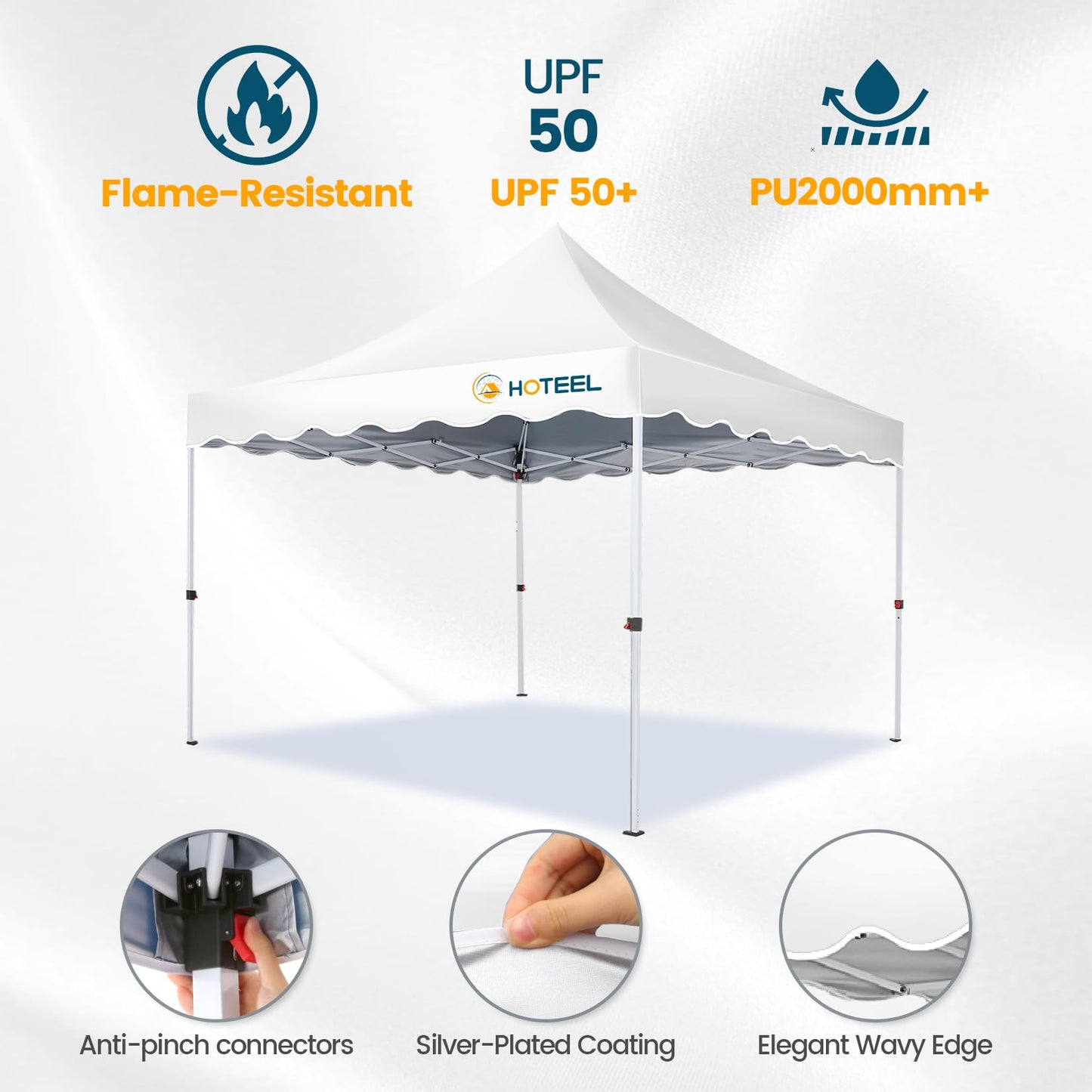 HOTEEL 10×10 Pop Up Canopy with 4 Sidewalls, UV 50+ and Waterproof Canopy Tent 10×10, Thickened Frame, Large Space Easy Pop Up Canopy, Outdoor Canopy for Weddings, Beaches, Parties, Patio (White)