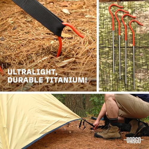 Vargo Titanium Shepherds Hook Stake with Fluorescent Orange Head (6 Pack) | Camping Tent Stakes | 0.3 Ounces (8 Grams) 6....