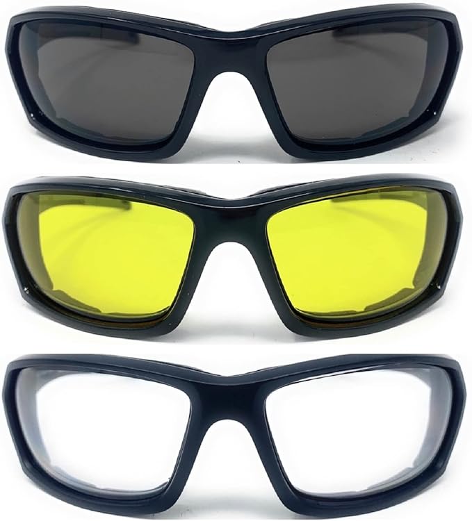 The Biker Motorcycle Padded Glasses Shades, Outdoor Sports Wrap Around Sunglasses