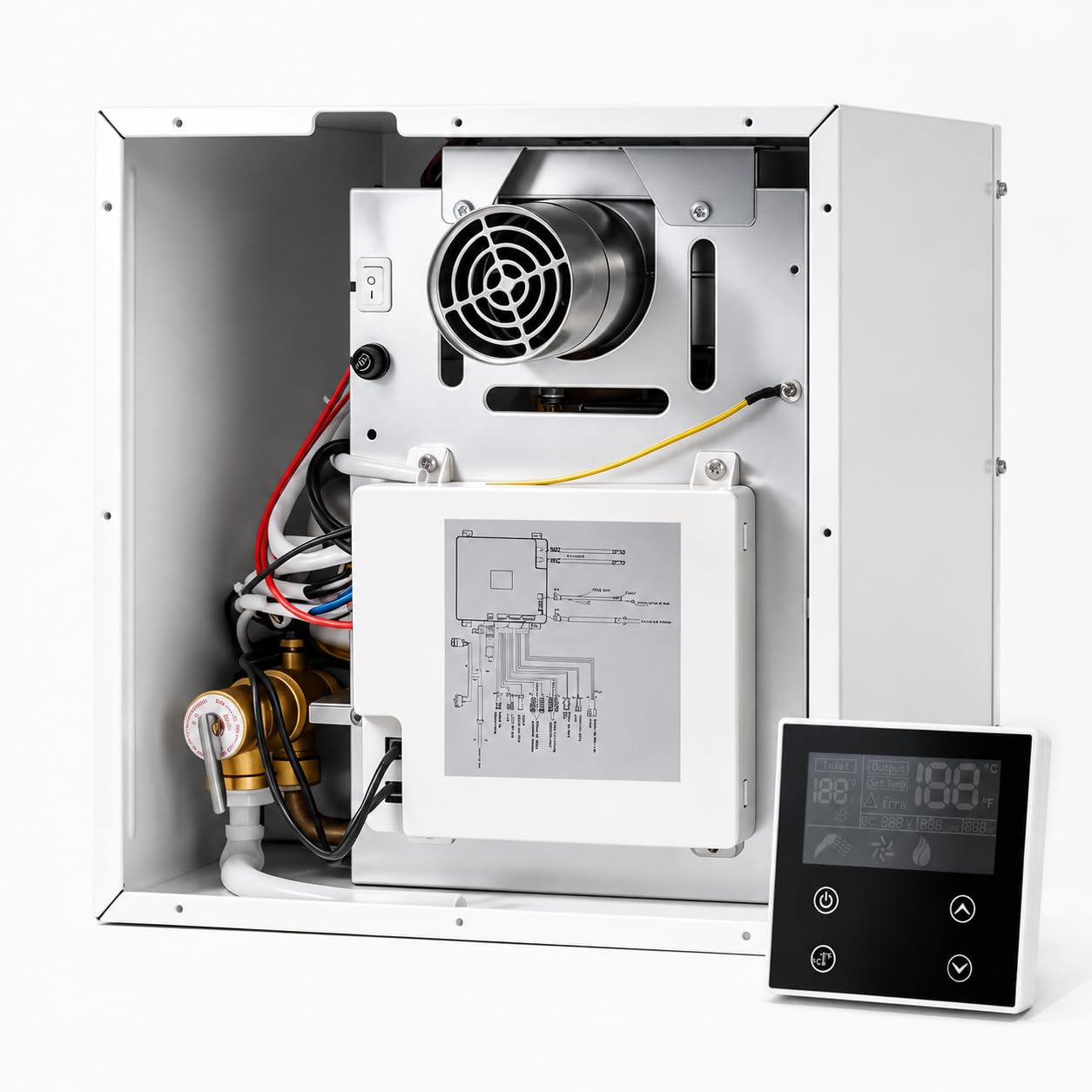 RV Tankless Water Heater - Endless Hot Water for Camping & High Altitude, 12V DC Propane Gas, High Altitude Ready (9,800ft), CSA Certified with Digital Display for Travel Trailers Pearl White