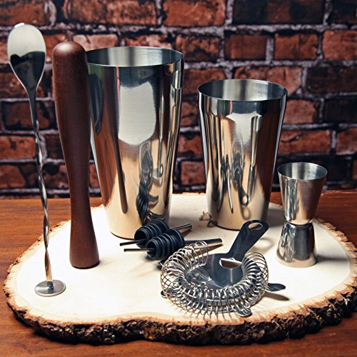 Professional Bartender Kit Cocktail Shaker Set by Toncini | Bartending Tools & Accessories | Stainless Steel Martini Shake...