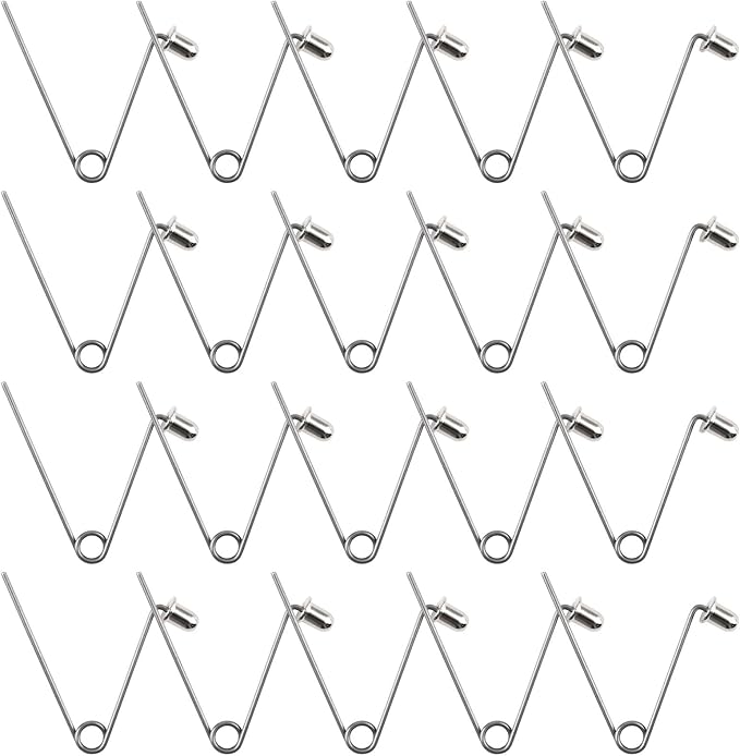 INCREWAY Tent Pole Clips, 20PCS Kayak Paddle Spring Snap Clips, Carbon Steel Tent Pole Push Button Spring Clips for Campin...