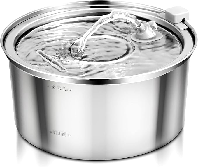 Automatic Stainless Steel Cat Water Fountain for Multi Pet Households, 3.2L/108oz, Large Capacity Dog Water Dispenser with...