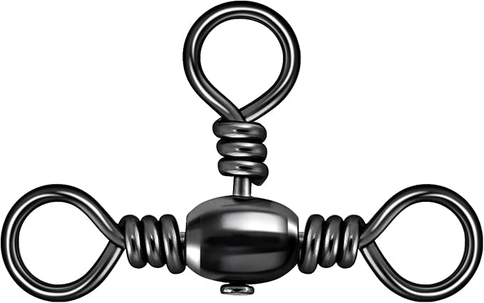 Alwonder 50-Pack 3 Way Swivels Fishing Tackle High Strength Stainless Steel Barrel Swivels 35-175LB Three Way Swivel for S...
