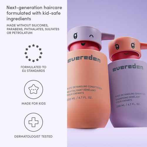 Evereden Happy Trio: Vegan Kids Shampoo, Conditioner Set, and After Swim & Sports Detangler - Strengthens & Smooths All Hair Types