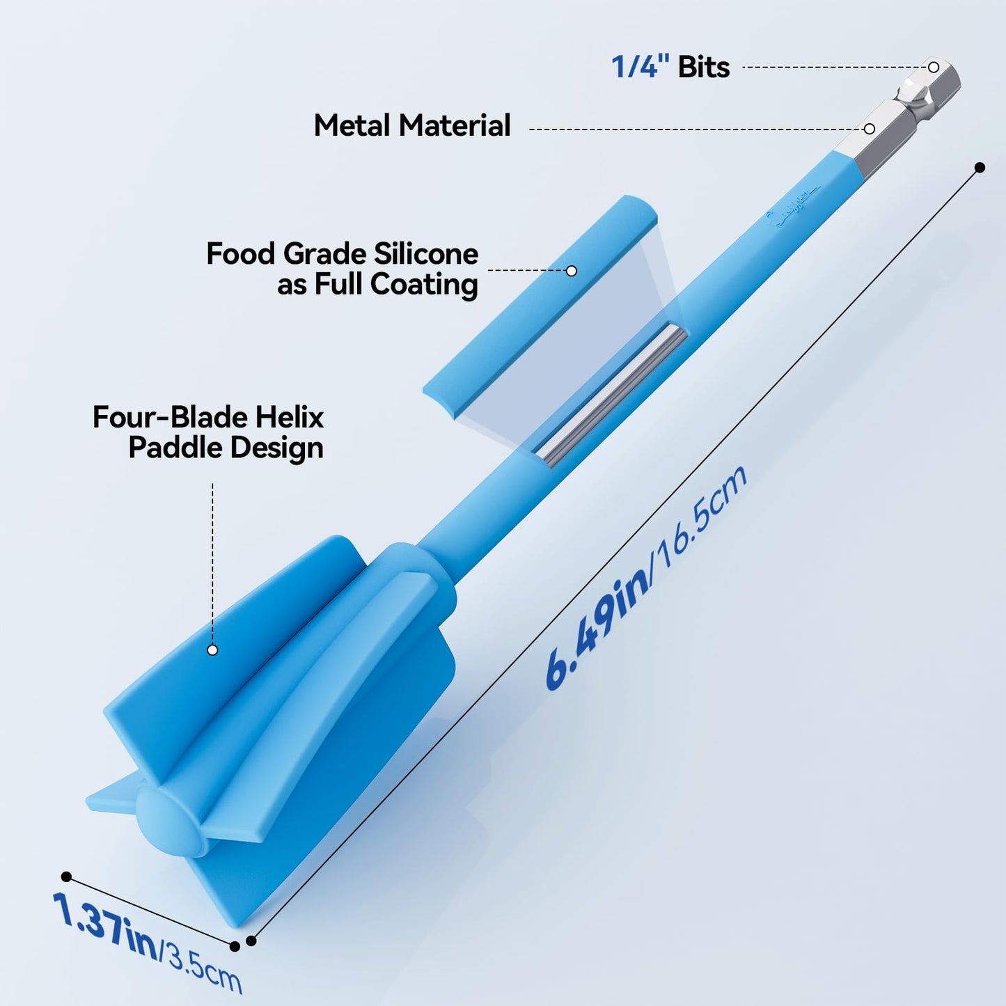 Suzzam Silicone Resin Mixer Paddles, 4 pcs Epoxy Mixer for Drill - Paint Stirrer for Drill, Easy to Clean & Reusable, 1/4" Drill Epoxy Mixer Attachment
