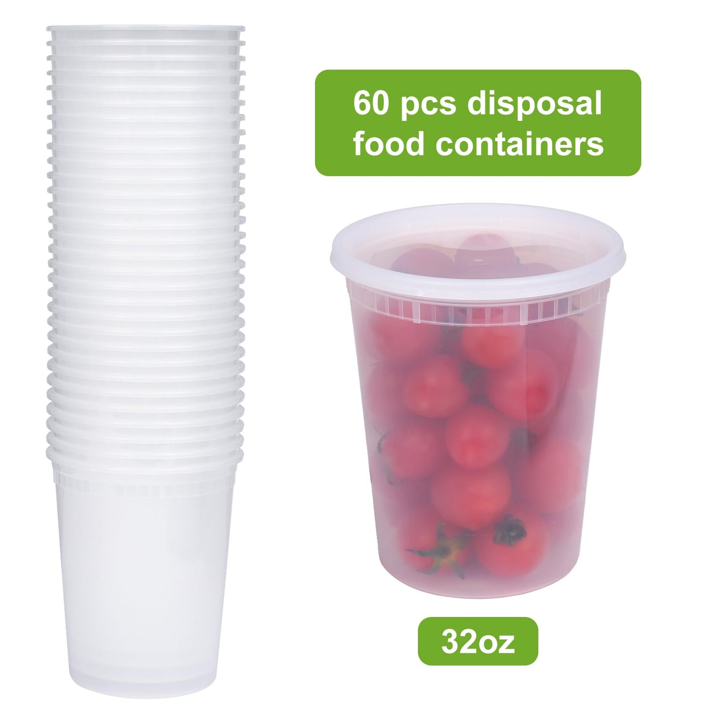 Moretoes 60 Sets 32 Oz Soup Containers with Lids, Deli Containers with Lids, Heavy-Duty Microwaveable Airtight Container for Soups, Leftovers, Sauces
