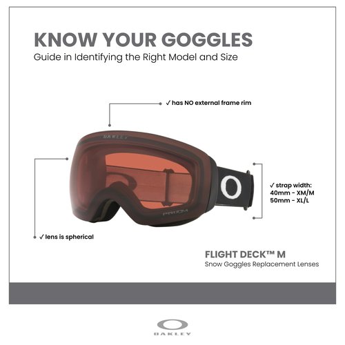 Oakley Flight Deck Medium Prizm Garnet REPLACEMENT LENSES OO7064 Ski Goggles For Men For Women+ Bundle Microfiber Pouch