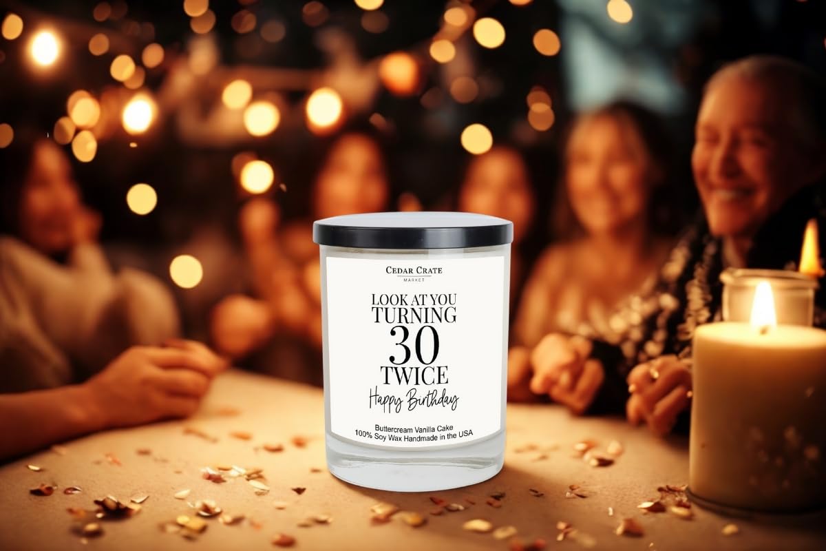 60th Birthday Gifts for Her - Best Ideas, Buttercream Vanilla Scented, 100% Soy Candle for Women, Friends, Mom, Wife, Sister, Grandma, Handmade Aromatherapy Candles Decoration