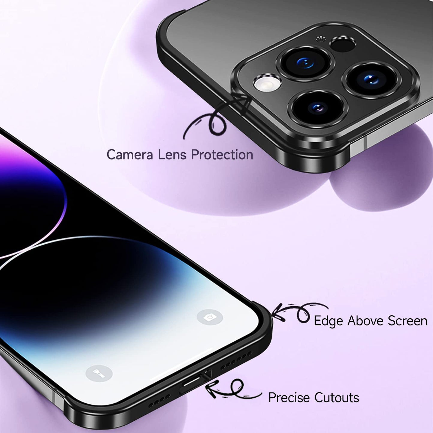 Losin Compatible With Iphone 15 Pro Max Case With Camera Lens Protector, Aluminum Metal Frameless, Borderless Design, Slim Thin