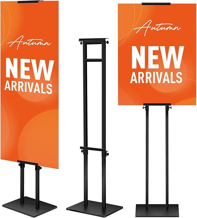 RKERSEIK Heavy Duty Adjustable poster Stand - 78" Double-Sided Banner Display with Metal Base, Double-Pole Pedestal floor ...