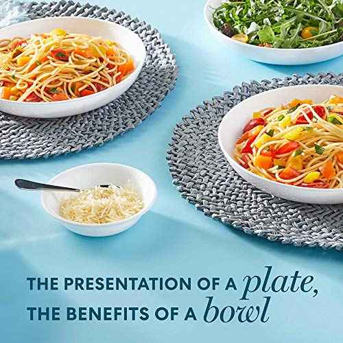 Corelle 4-Pc Versa Bowls for Pasta Salad and More, Service for 4, Durable and Eco-Friendly 30-Oz, Compact Stack Bowl Set, Microwave and Dishwasher Safe, White