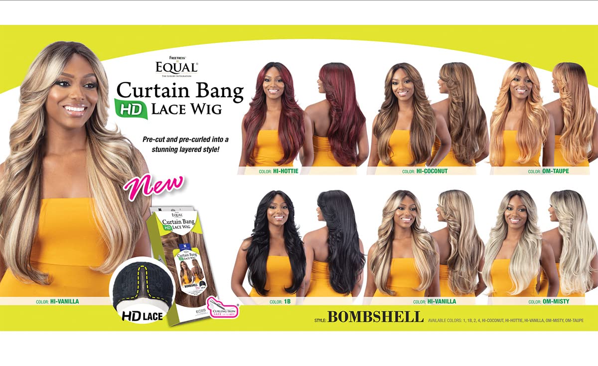 FreeTress Equal HD Lace Front Wig Curtain Bang Bombshell (SPICY)