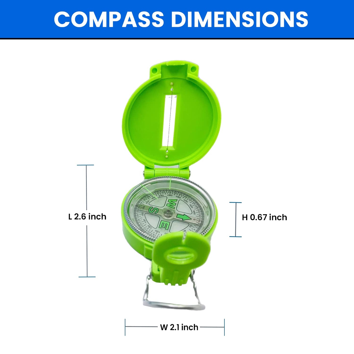 Turnonsport Lensatic Compass - Hiking & Camping Navigation - Orienteering & Map Reading - Boy Scout & Professional Field Compass