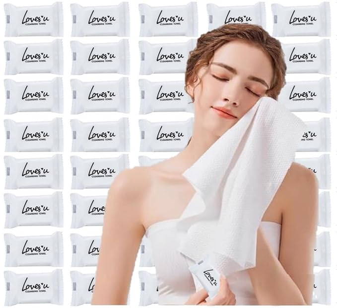 Premium Disposable Washcloths for travel, 40pcs Portable Disposable Pure Cotton Compressed Towels for Face Hand Washing, T...