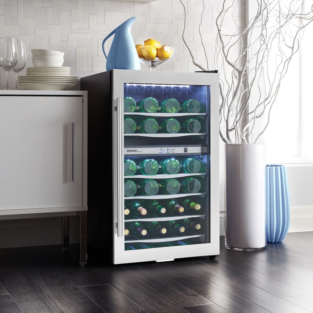 Danby 38 Bottle Free-Standing Wine Cooler in Stainless Steel DWC040A3BSSDD