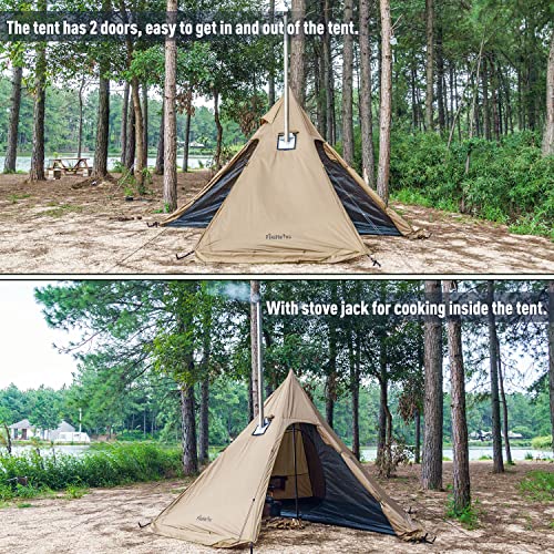 FIREHIKING Camping Hot Tent 2-4 Person Teepee Tent with Stove Jack for Backpacking Hunting 11'6" x 6'11" | with Stove Jac...