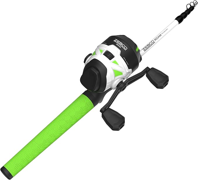 Zebco Roam Telescopic Fishing Rod and Spinning or Spincast Fishing Reel Combo, Durable 6-Foot Fiberglass Rod with ComfortG...