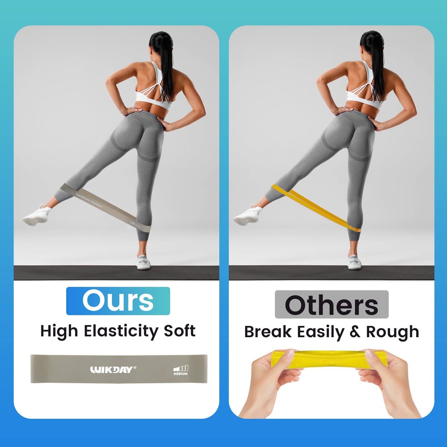 WIKDAY Resistance Bands for Working Out Exercise Loop Bands Workout Bands Set for Men Women Body Stretching, Training, Home Workout, Physical Therapy, Booty Legs, Set of 5 (Gray)
