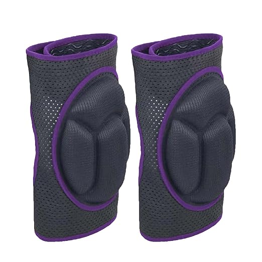 Knee Pads for Women Kneeling, Foam Pad for Men Working, Breathable Kneepad for Gardening Cleaning Flooring Crawling, Lightweight Knee Cushion with Soft Mesh Fabric for Workers, Purple M, (1 pair)