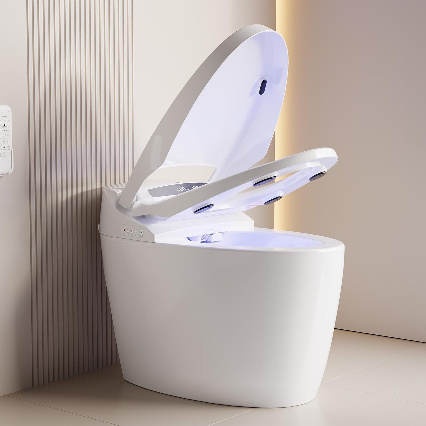 EliteEdge Modern Smart Toilet, One-Piece Elongated with Built-in Bidet, Heated Seat, Foot Sensor Flushing, Warm Air Dryer, Remote Control for Lid Open/Close