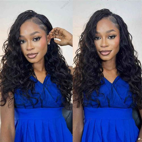 Body Wave Pre Separated Crochet Human Hair Braids Extensions Body Wave Brazilian Virgin Hair for Boho Braiding Knotless Feather Hair Extensions For Black Women Natural Color 22inch 60g